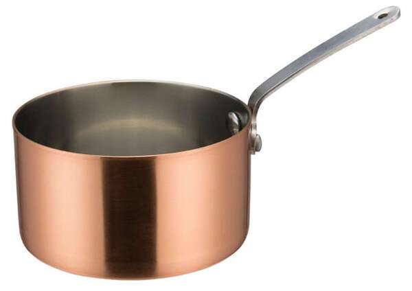 - DCWA-205C, 4-3/8-Inch Dia Stainless Steel Mini Sauce Pan with Long Handle, Copper Plated