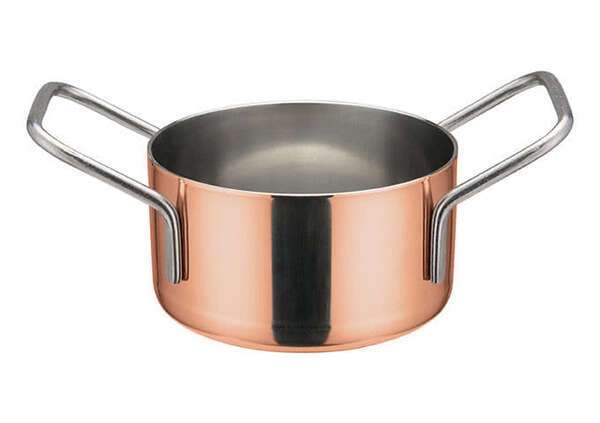 - DCWE-202C, 3.12-Inch Dia Stainless Steel Mini Casserole Pot, 2 Handles, Copper Plated