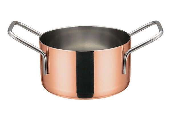 - DCWE-203C, 3.5-Inch Dia Stainless Steel Mini Casserole Pot, 2 Handles, Copper Plated