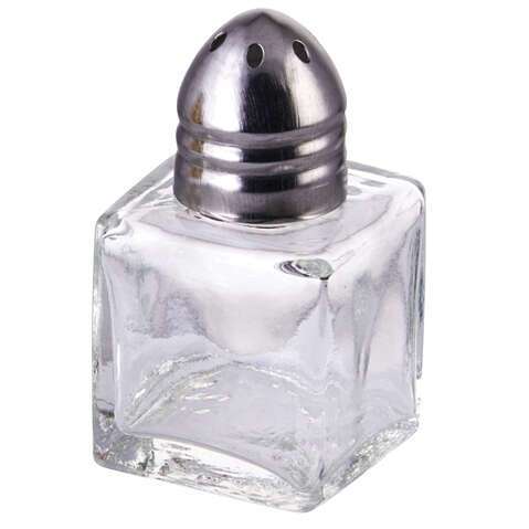 - G-100, 0.5-Ounce 2-Inch High Square Salt and Pepper Shaker with Chrome Top, 1 Dozen