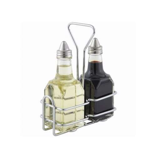 - G-104S, Oil and Vinegar Cruet Set with Rack and Two 6 Oz. Bottles