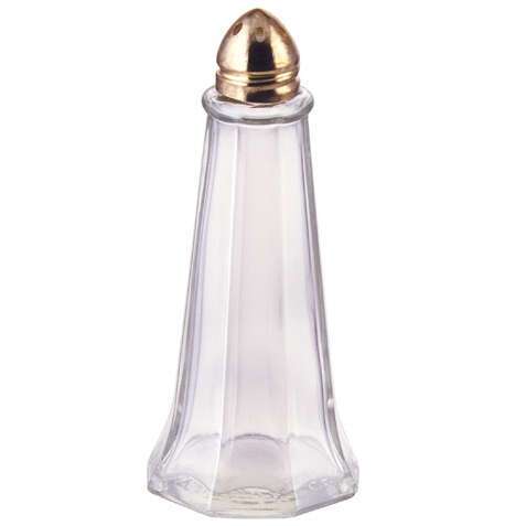 - G-111, 1-Ounce Tower Glass Shaker with Brass Top, 1 Dozen