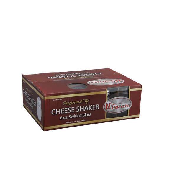 Winco G-307, 6-Ounce Glass Cheese Shaker with Perforated Stainless Steel Top, 1 DZ (Discontinued)