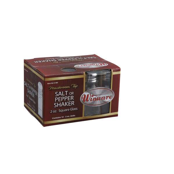 Winco G-309, 2-Ounce Square Glass Shaker with Mushroom-Shaped Stainless Steel Top, 1 DZ (Discontinued)