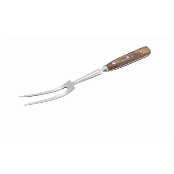 Winco KCF-14, 14-Inch Two-Tine Forged Cook's Fork with Wooden Handle (Discontinued)