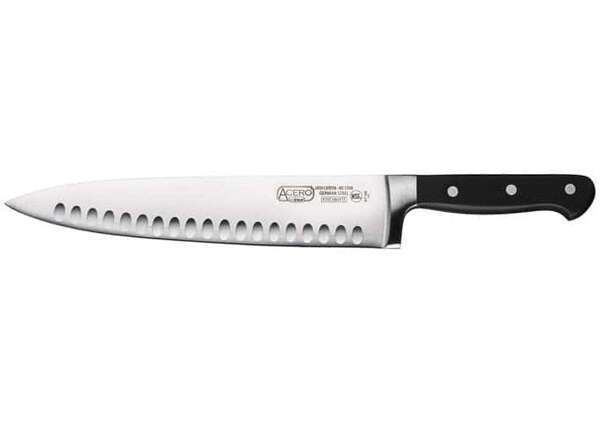 - KFP-103, 10-Inch Acero Chef's Knife, Hollow Ground, POM Handle, Black, NSF