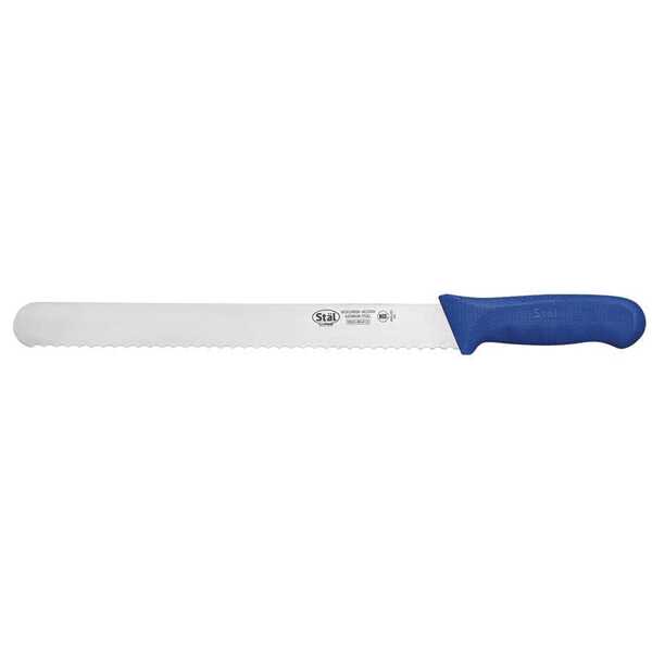 - KWP-121U, 12-Inch Stal High Carbon Steel Bread Knife, Polypropylene Handle, Blue, NSF