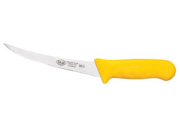 - KWP-60Y, 6-Inch Stal High Carbon Steel Flexible Curved Boning Knife, Polypropylene Handle, Yellow, NSF