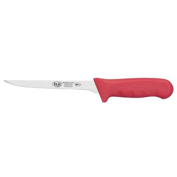 - KWP-61R, 6-Inch Stal High Carbon Steel Stiff Straight Boning Knife, Polypropylene Handle, Red, NSF