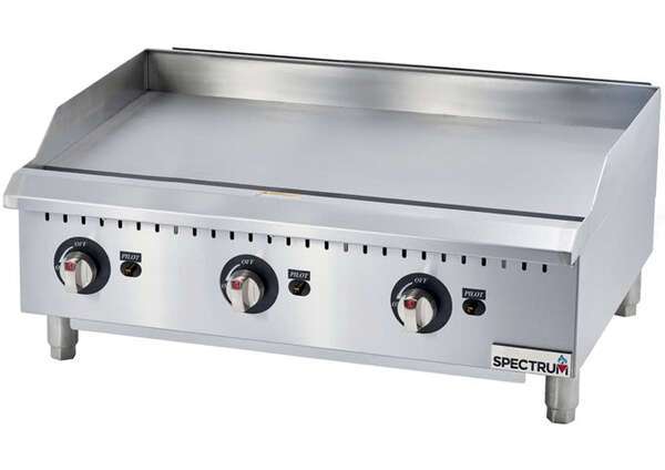 Winco NGGD-36M, 36-Inch Spectrum Gas Griddle with 3 Cooking Zones, NSF-4, ETL, cETLus