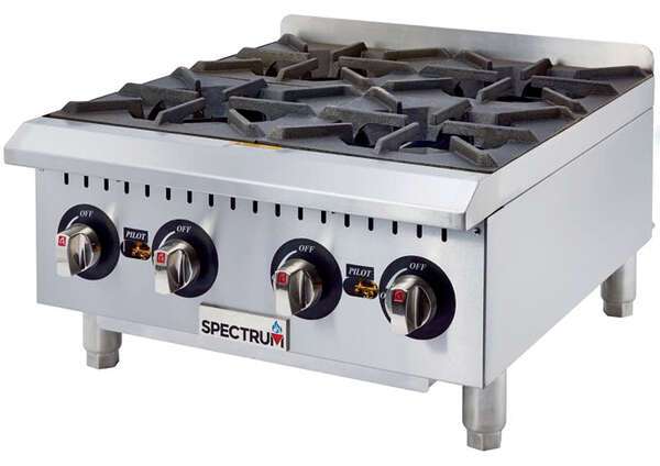 Winco NGHP-4, 24-Inch 4-Burner Spectrum Gas Hot Plate, NSF-4, ETL, cETLus