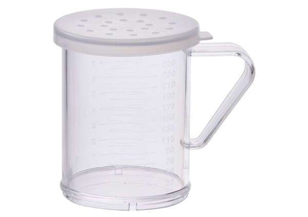 - PDG-10CL, 10oz Dredge with Clear Snap-on Lid, Large Hole