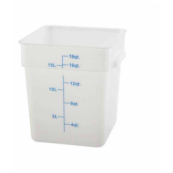 Winco PESC-18, 18-Quart White Square Polyethylene Food Storage Container, NSF