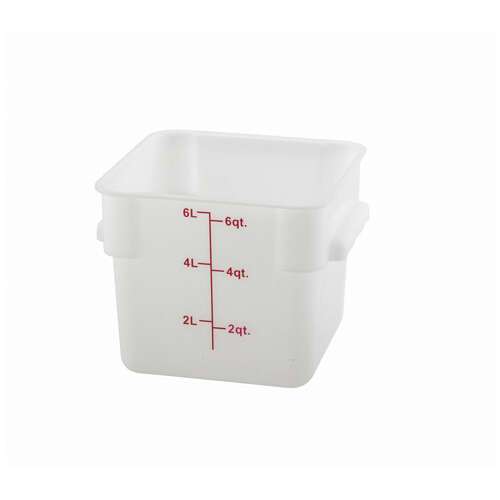 - PESC-6, 6-Quart White Square Polyethylene Food Storage Container, NSF