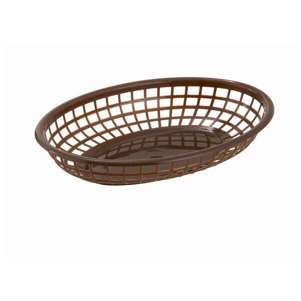 - PFB-10B, 9.5x5x2-Inch Brown Oval Plastic Fast Food Basket, 1 Dozen