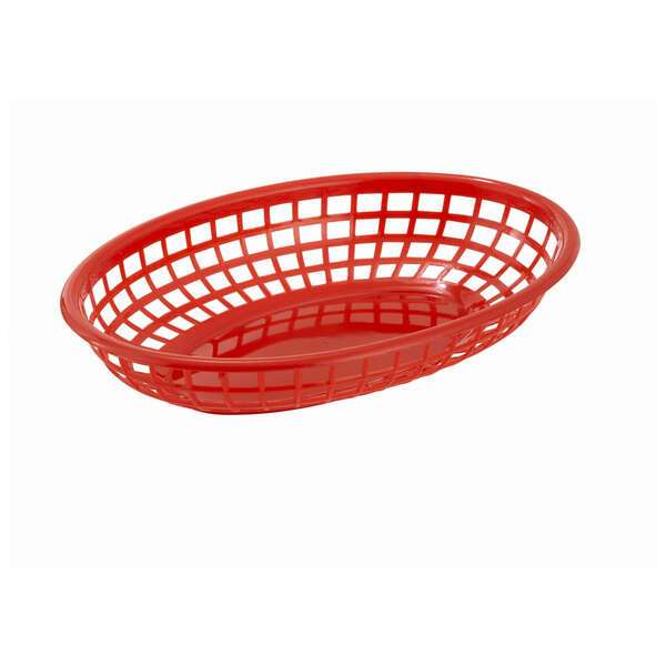 - PFB-10R, 9.5-Inch Red Oval Plastic Fast Food Basket, 1 Dozen