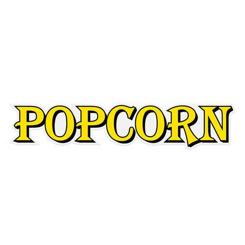Winco POP-8RC-D, Decal "POPCORN" Gold Font/White Background