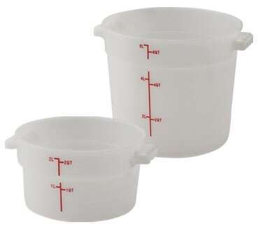 - PPRC-18W, 18-Quart Polypropylene Round Storage Container, White, NSF