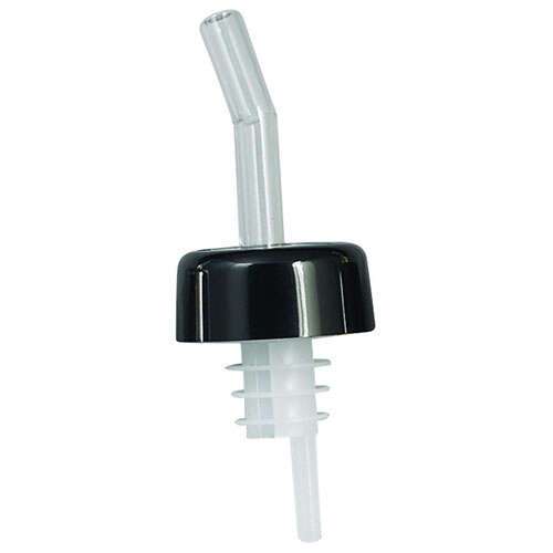 Winco PPW-C, Whiskey Free Flow Pourer, Black Collar, Clear Spout, 1 Dozen