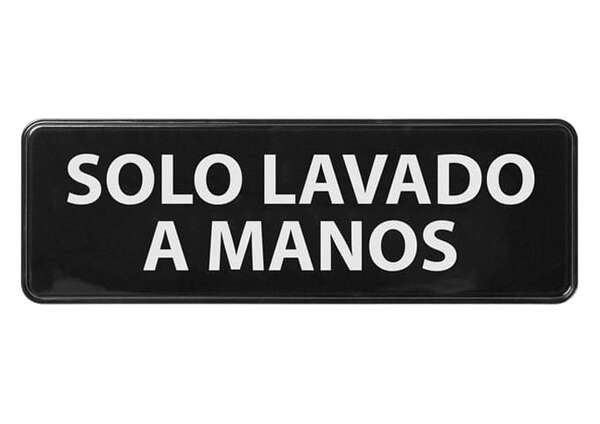 - SGN-366 9x3-inch 'Hand Wash Only' Black Information Sign, Spanish
