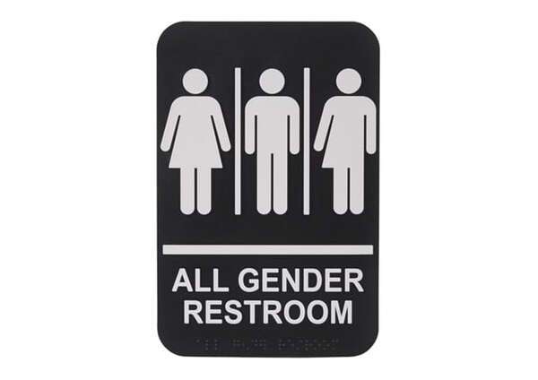 - SGNB-607 6x9-inch 'All Gender Restroom' Braille Information Sign