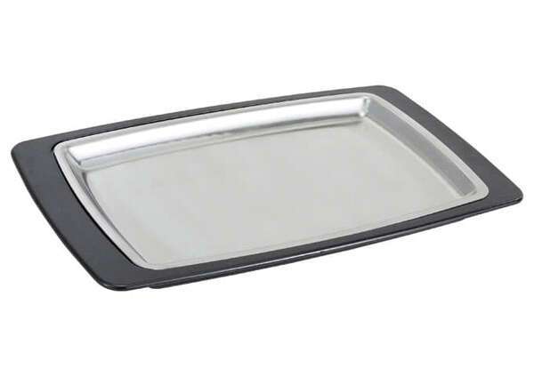 - SIZ-11ВЅT, 11 x 7-Inch Sizzle Platter Set, Rectangular, Stainless Steel with Bakelite Underliner