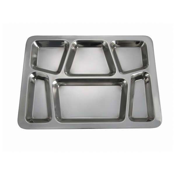- SMT-2, 15.8x11.7x08-Inch Stainless Steel Mess Tray with 6 Compartments, Style B