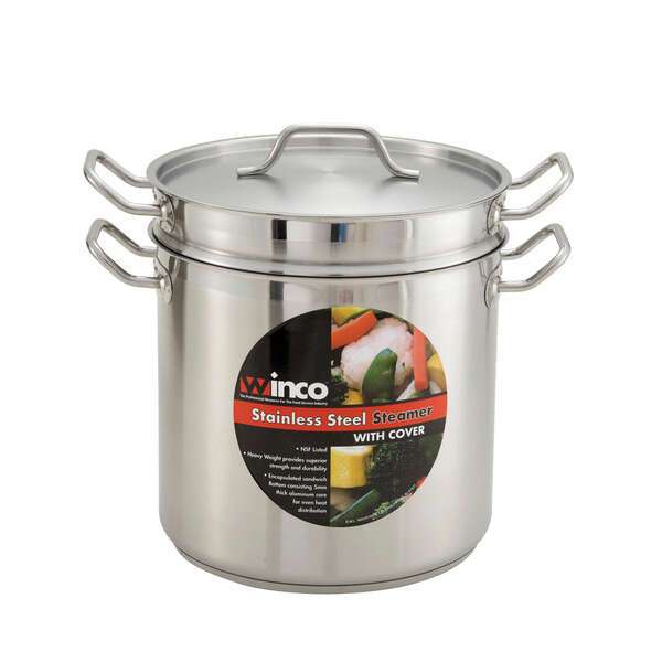 - SSDB-8S, 8-Quart Stainless Steel Steamer and Pasta Cooker with Cover, 6.7 and 7.5-Inch High, 9.5-Inch Diameter NSF