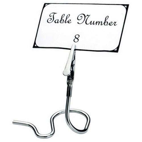 Winco TCD-3S, Chrome Plated Table Sign Clip with S-Swirl Base, 6-Piece Pack (Discontinued)