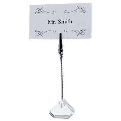 Winco TCD-4T, Nickel Plated Table Sign Clip with Triangle Acrylic Base, 6-Piece Pack (Discontinued)