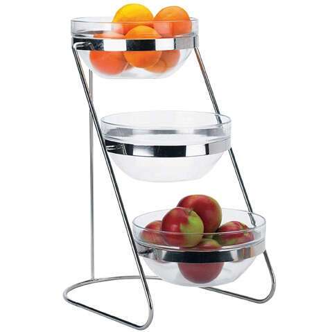 Winco TDS-3, 3-Tiered 18-8 Stainless Steel Display Server Stand Set with Glass Containers (Discontinued)