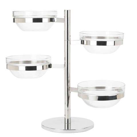 Winco TDSF-4, 4-Tiered 18-8 Stainless Steel Display Server Folding Stand Set with Glass Containers (Discontinued)