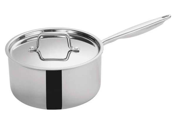 - TGAP-5, 4.5-Quart Tri-Ply Stainless Steel Sauce Pan w/Lid, NSF
