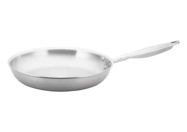 - TGFP-12, 12-Inch Dia Tri-Ply Stainless Steel Fry Pan w/o Lid, Natural Finish, NSF