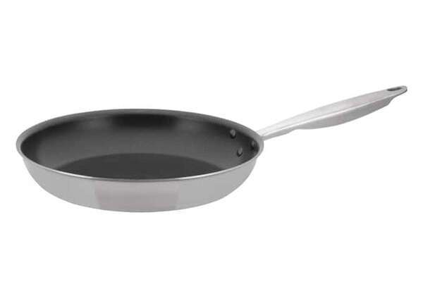 - TGFP-12NS, 12-Inch Dia Tri-Ply Stainless Steel Fry Pan w/o Lid, Non Stick, NSF