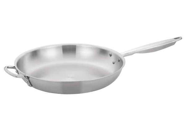 - TGFP-14, 14-Inch Dia Tri-Ply Stainless Steel Fry Pan w/o Lid, Natural Finish, Helper Handle, NSF