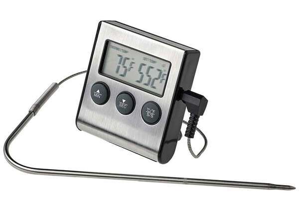 - TMT-DG6, 4.8x9.1x0.9-inch Digital Roasting Thermometer with Timer & Probe