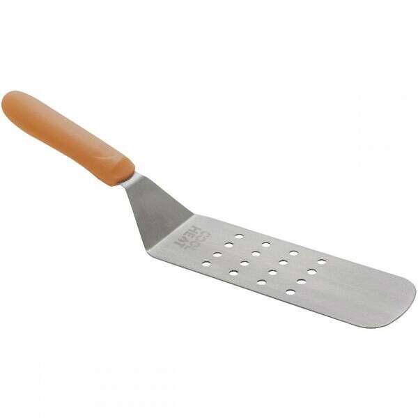 - TNH-91, Perforated Flexible Turner with Offset, Orange Nylon Handle and 8.25" x 2.8" Blade