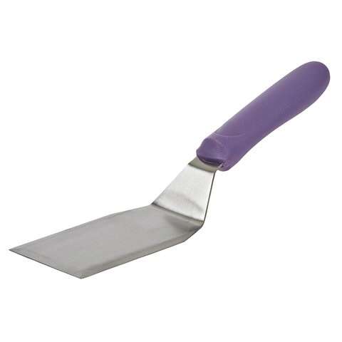 - TWP-61P, 5.12x2.87-Inch Stainless Steel Blade Hamburger Turner with Offset, Purple Handle, NSF