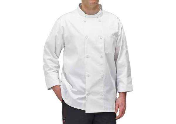 Winco UNF-6WS White Men's Tapered Fit Chef Jacket, S, EA