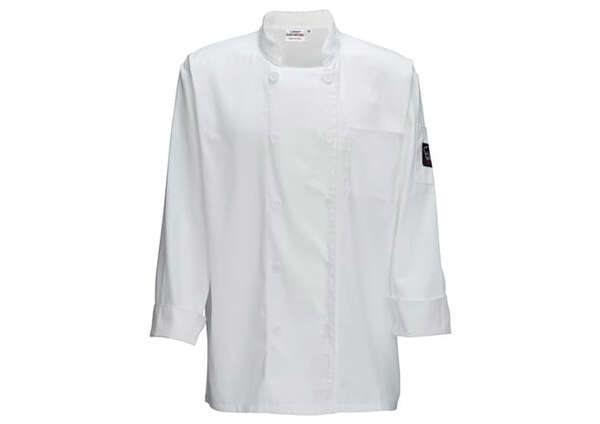 - UNF-9WS White Ventilated Tapered Fit Chef Shirt, S, EA