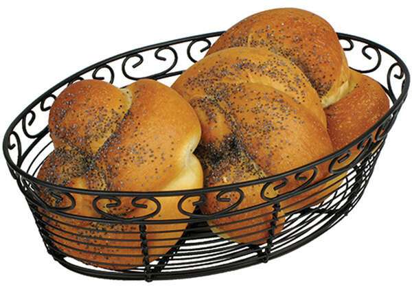 WBKG-10O, 10-Inch Oval Black Metal Wire Bread Basket