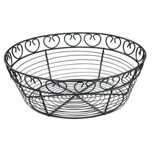 - WBKG-10R, 10-Inch Black Round Metal Wire Bread and Fruit Basket