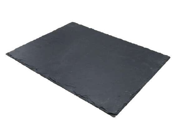 Winco WDL001-303, 15.75 x 11.5-Inch Ardesia Tavo Slate Rectangular Porcelain Platter, Black, 6/CS