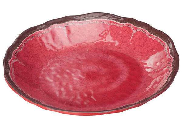 Winco WDM001-505, 9.63-Inch Dia Ardesia Lusia Melamine Hammered Deep Plate, Red, 24/CS (Discontinued)