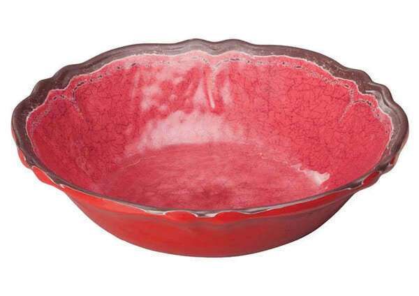 Winco WDM001-507, 13.75-Inch Dia 3 Qt. Ardesia Lusia Melamine Hammered Bowl, Red, 12/CS (Discontinued)