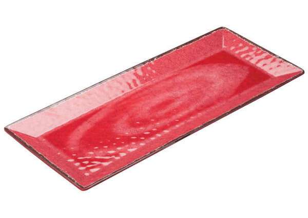Winco WDM001-508, 19 x 8-Inch Ardesia Lusia Melamine Hammered Rectangular Plate, Red, 24/CS (Discontinued)