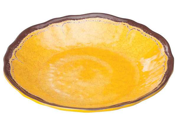 Winco WDM001-605, 9.63-Inch Dia Ardesia Lusia Melamine Hammered Deep Plate, Yellow, 24/CS (Discontinued)