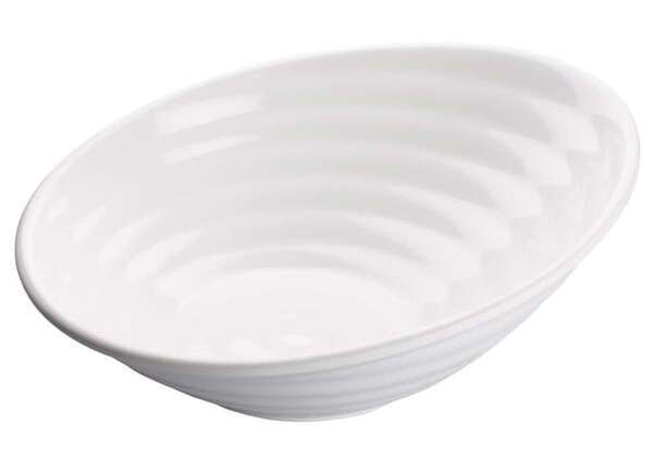 Winco WDM003-202, 14-Inch Dia 2.75 Qt Ardesia Hailey Melamine Angeled Bowl, White, 12/CS (Discontinued)