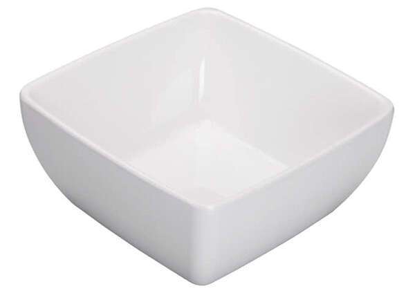 Winco WDM009-204, 7.5-Inch Dia 1.75 Qt Ardesia Linza Melamine Square Bowl, White, 12/CS (Discontinued)